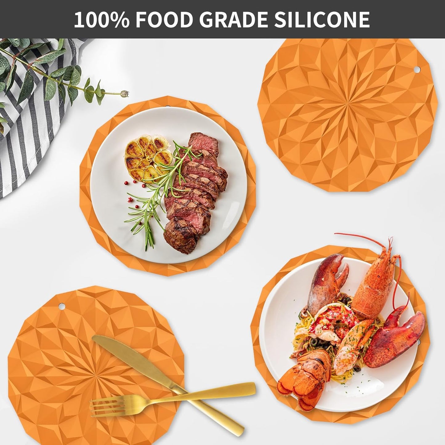 Silicone Trivet Mats - 4 Pack Pot Holders - 7.4'' Thickened Hot Pads for Hot pots, Pans and Dishes, Heat Resistant Silicone Trivet for Table and Counter Top Desert Sage