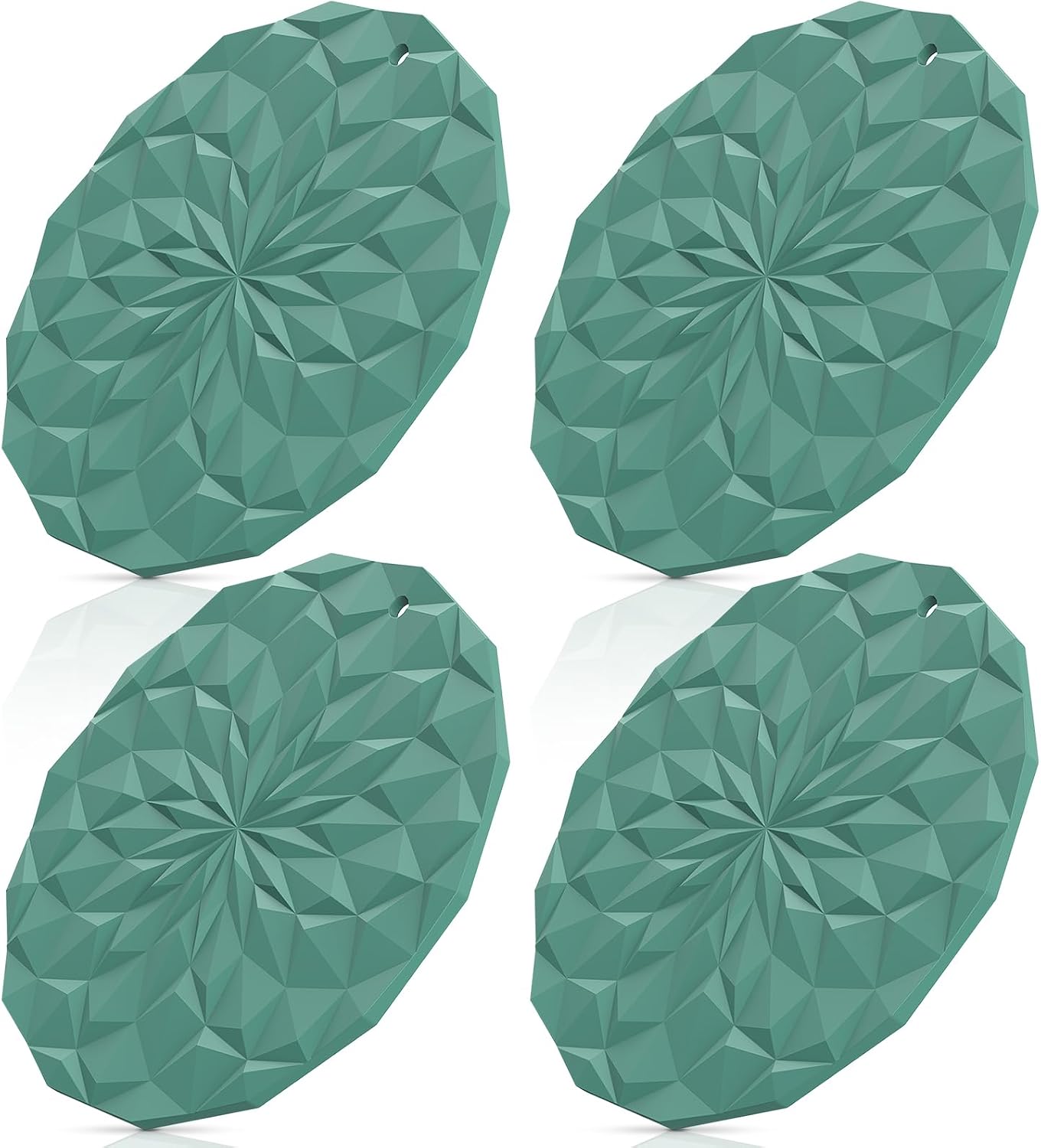 Silicone Trivet Mats - 4 Pack Pot Holders - 7.4'' Thickened Hot Pads for Hot pots, Pans and Dishes, Heat Resistant Silicone Trivet for Table and Counter Top Desert Sage