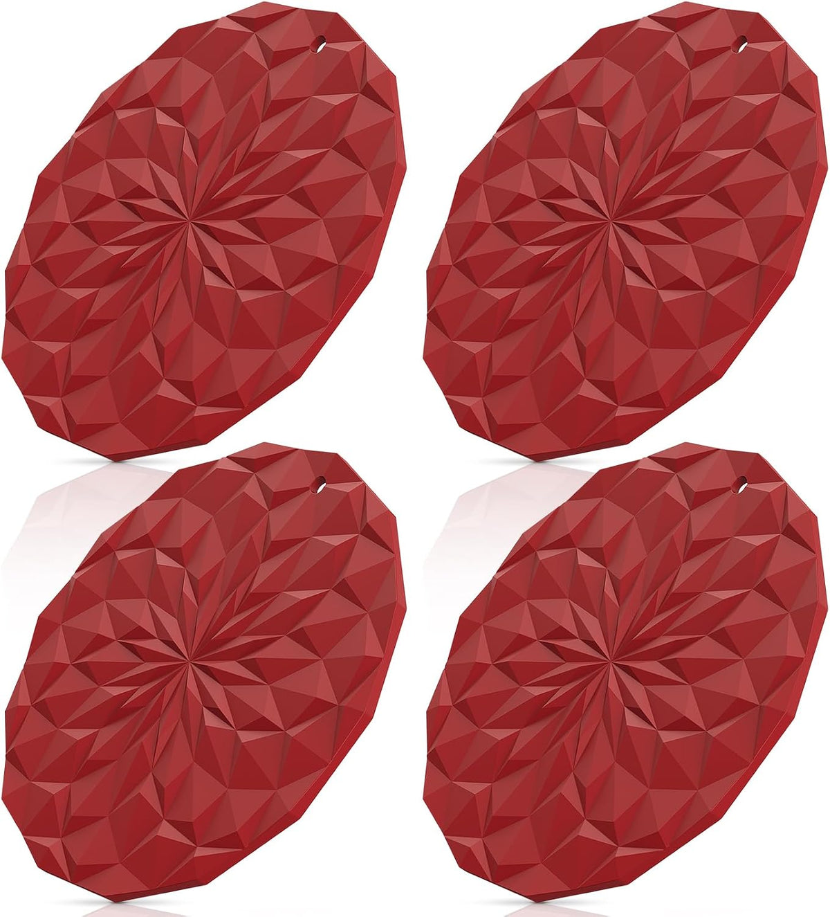 Silicone Trivet Mats - 4 Pack Pot Holders - 7.4'' Thickened Hot Pads for Hot pots, Pans and Dishes, Heat Resistant Silicone Trivet for Table and Counter Top Desert Sage