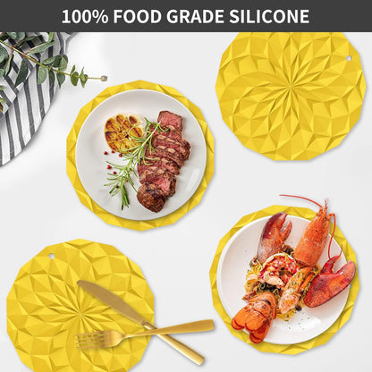 Silicone Trivet Mats - 4 Pack Pot Holders - 7.4'' Thickened Hot Pads for Hot pots, Pans and Dishes, Heat Resistant Silicone Trivet for Table and Counter Top Desert Sage