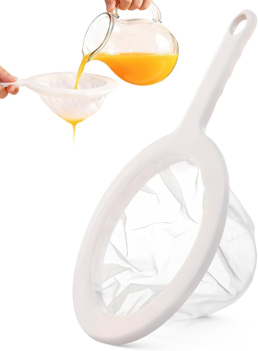 Ultra Fine Mesh Strainer with Handle, 120 Mesh, Plastic Strainer for Juicing, Small Colander for Kitchen, Nylon Fine Sieve for Nut Milk, Yogurt, Juice, Coffee, Honey, Food, Tea Leaf Filter