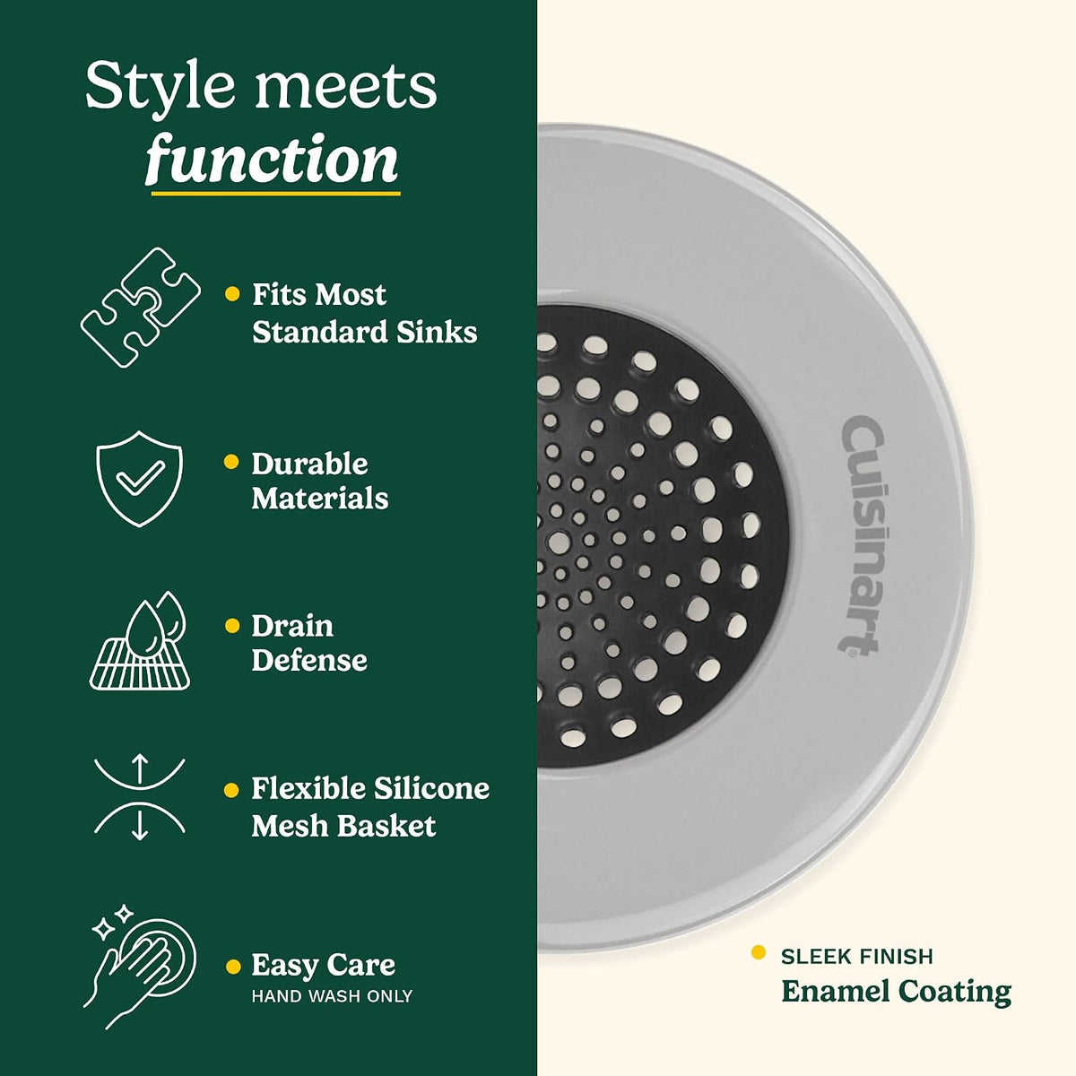 Cuisinart Stainless Steel Kitchen Sink Drain Strainer, 2-Pack, 4.35"