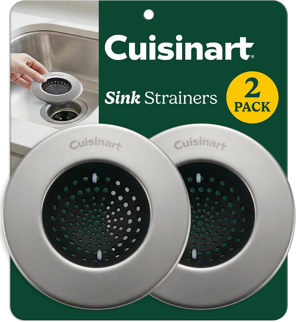 Cuisinart Stainless Steel Kitchen Sink Drain Strainer, 2-Pack, 4.35"