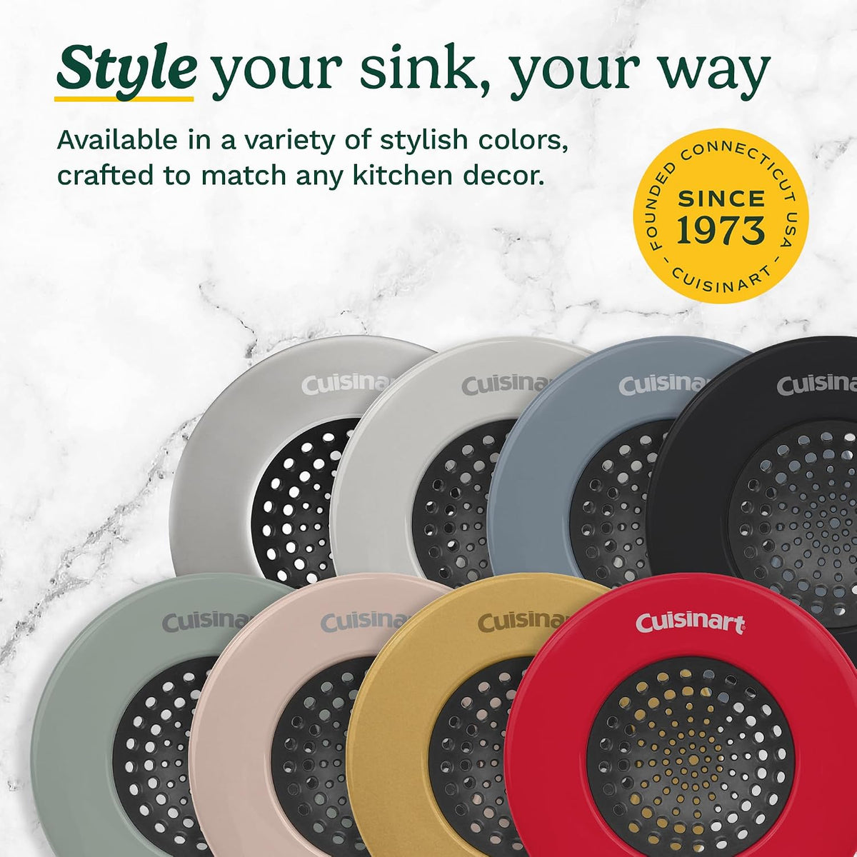 Cuisinart Stainless Steel Kitchen Sink Drain Strainer, 2-Pack, 4.35"