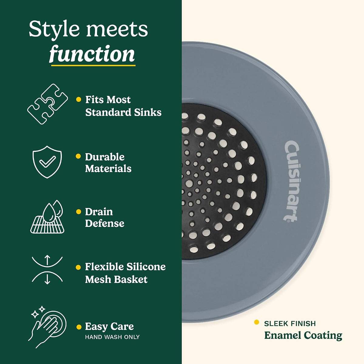 Cuisinart Stainless Steel Kitchen Sink Drain Strainer, 2-Pack, 4.35"