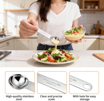 2PCS Stainless Steel 1 Teaspoon Measuring Spoons 1/3tbsp Tablespoon Measurings Individual Measuring Scoop 5 mL Single Teaspoons Metal Measurings Spoons Long Handle Spoon for Kitchen Tea Coffee