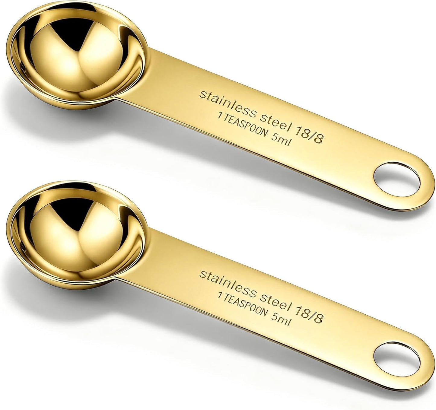 2PCS Stainless Steel 1 Teaspoon Measuring Spoons 1/3tbsp Tablespoon Measurings Individual Measuring Scoop 5 mL Single Teaspoons Metal Measurings Spoons Long Handle Spoon for Kitchen Tea Coffee