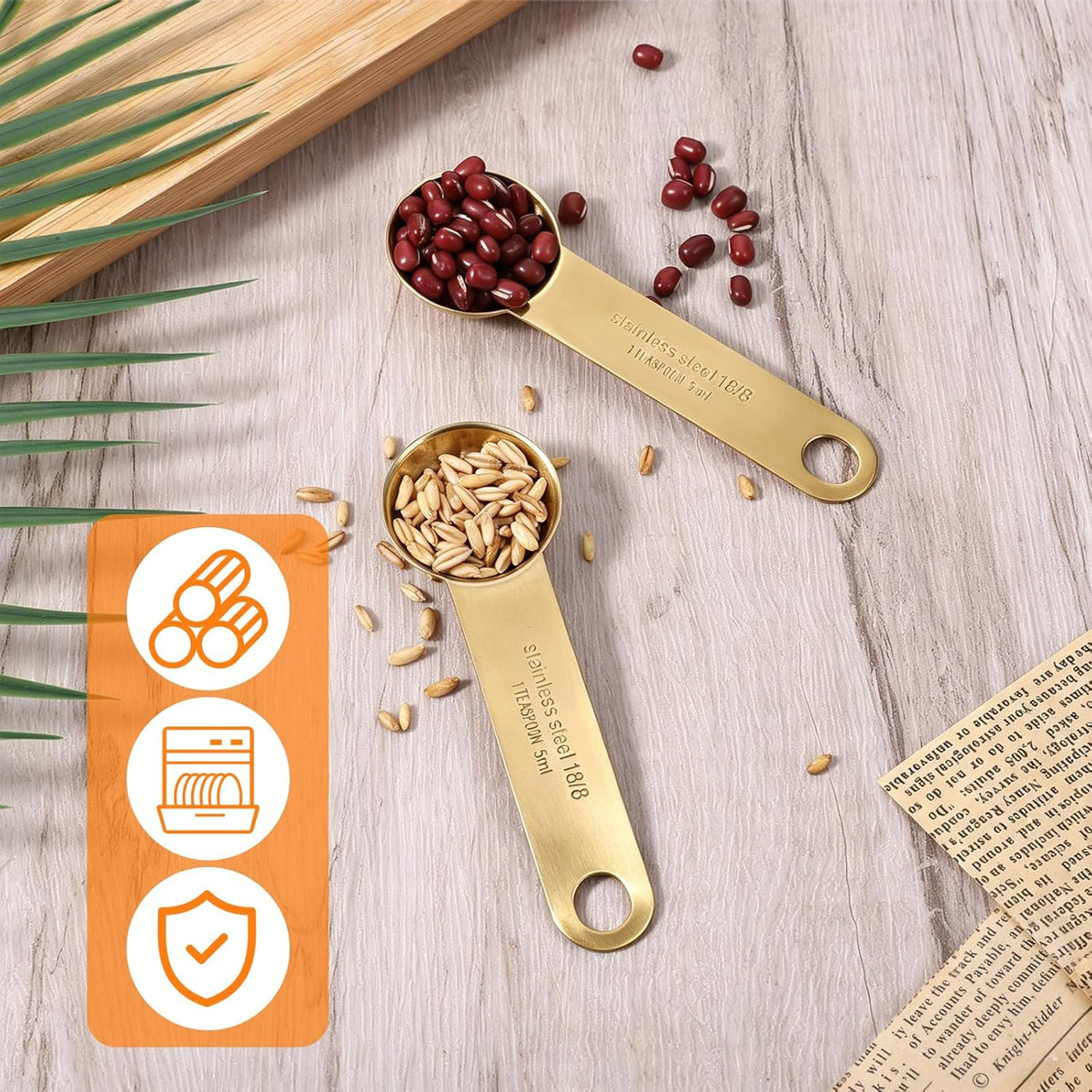 2PCS Stainless Steel 1 Teaspoon Measuring Spoons 1/3tbsp Tablespoon Measurings Individual Measuring Scoop 5 mL Single Teaspoons Metal Measurings Spoons Long Handle Spoon for Kitchen Tea Coffee