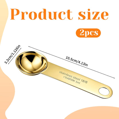 2PCS Stainless Steel 1 Teaspoon Measuring Spoons 1/3tbsp Tablespoon Measurings Individual Measuring Scoop 5 mL Single Teaspoons Metal Measurings Spoons Long Handle Spoon for Kitchen Tea Coffee