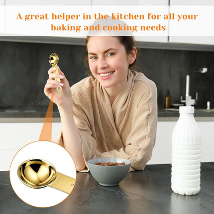 2PCS Stainless Steel 1 Teaspoon Measuring Spoons 1/3tbsp Tablespoon Measurings Individual Measuring Scoop 5 mL Single Teaspoons Metal Measurings Spoons Long Handle Spoon for Kitchen Tea Coffee