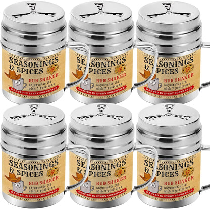 CUSINIUM [Pack of 2] 10 oz Seasonings Spice Shakers - BBQ Dry Rub Shakers - Cooking Dredge with Adjustable Fan-Style Lid and Handles