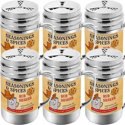 CUSINIUM [Pack of 2] 10 oz Seasonings Spice Shakers - BBQ Dry Rub Shakers - Cooking Dredge with Adjustable Fan-Style Lid and Handles