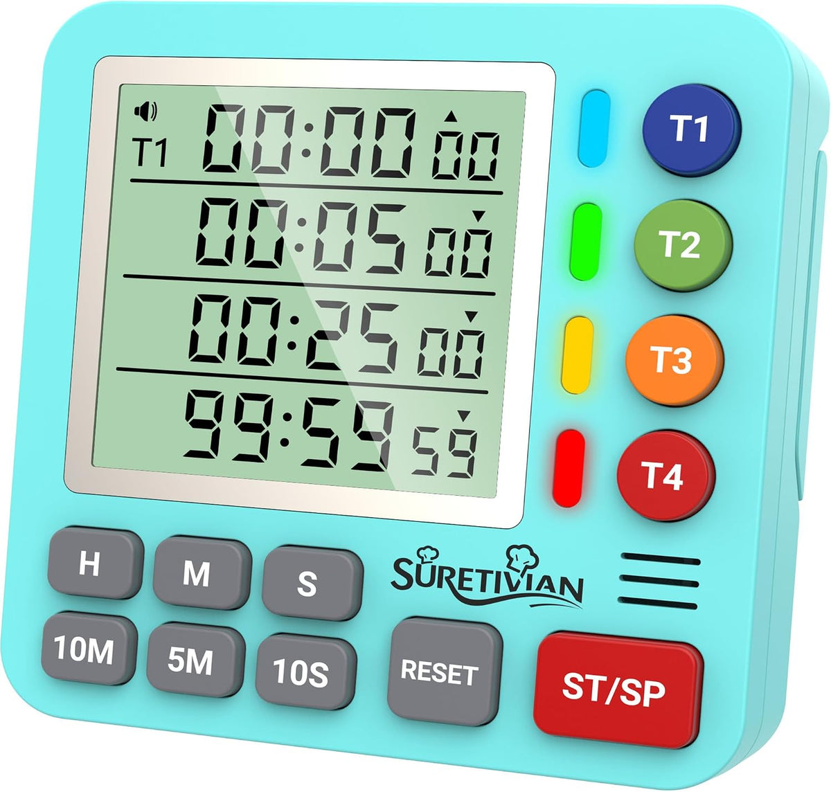 Digital Kitchen Timer with 4 Channel, Loud Alarm and Silent Mode