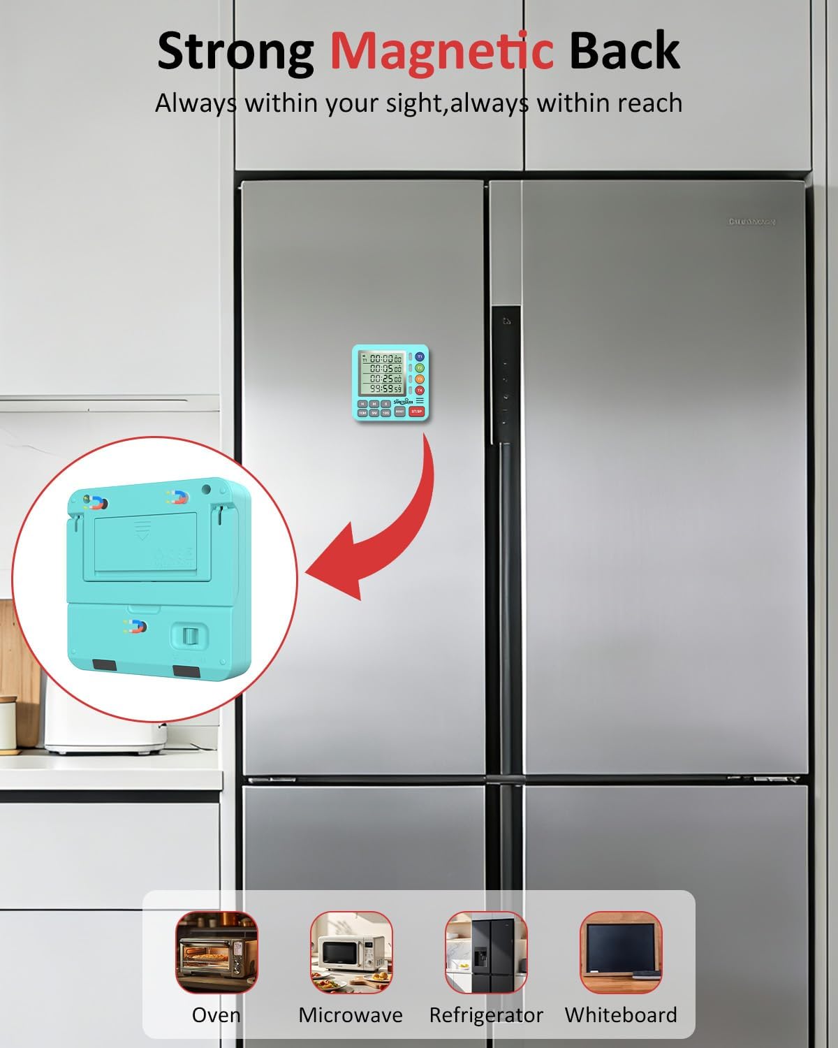 Digital Kitchen Timer with 4 Channel, Loud Alarm and Silent Mode