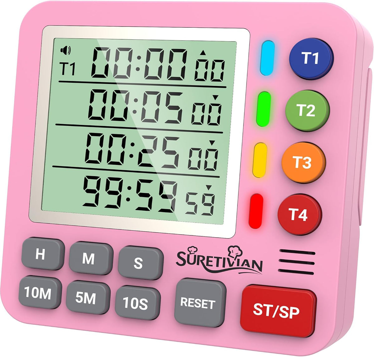 Digital Kitchen Timer with 4 Channel, Loud Alarm and Silent Mode