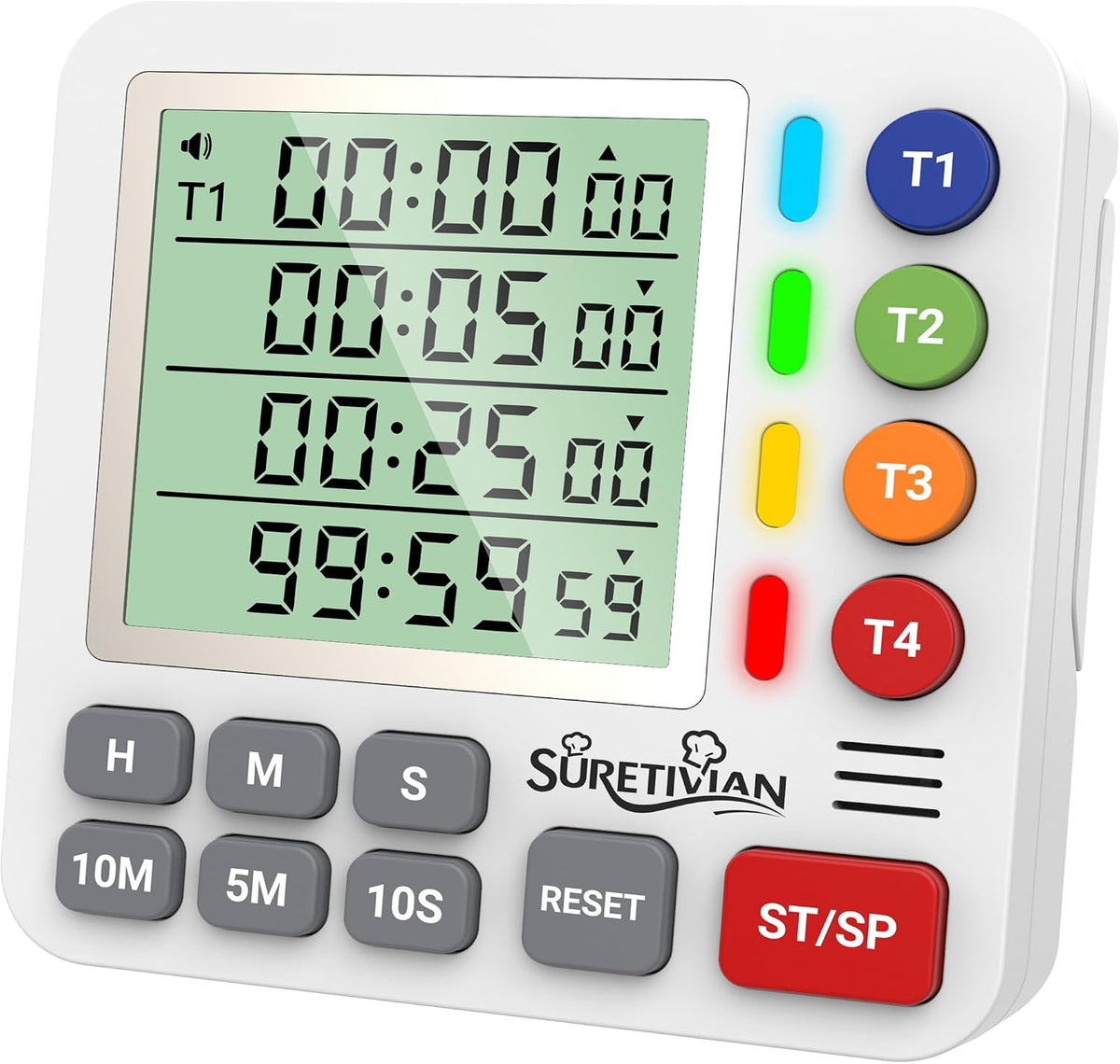 Digital Kitchen Timer with 4 Channel, Loud Alarm and Silent Mode