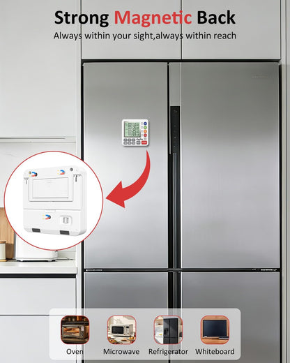 Digital Kitchen Timer with 4 Channel, Loud Alarm and Silent Mode