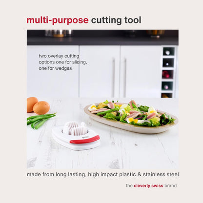 Egg Slicer - Non Slip, Egg Cutter and Wedger with Built in Shell Piercer