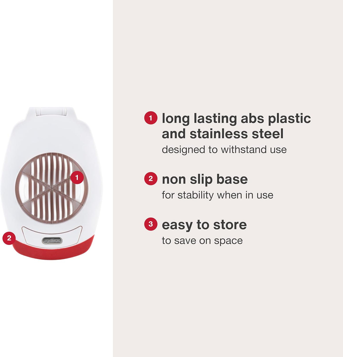 Egg Slicer - Non Slip, Egg Cutter and Wedger with Built in Shell Piercer