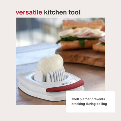 Egg Slicer - Non Slip, Egg Cutter and Wedger with Built in Shell Piercer