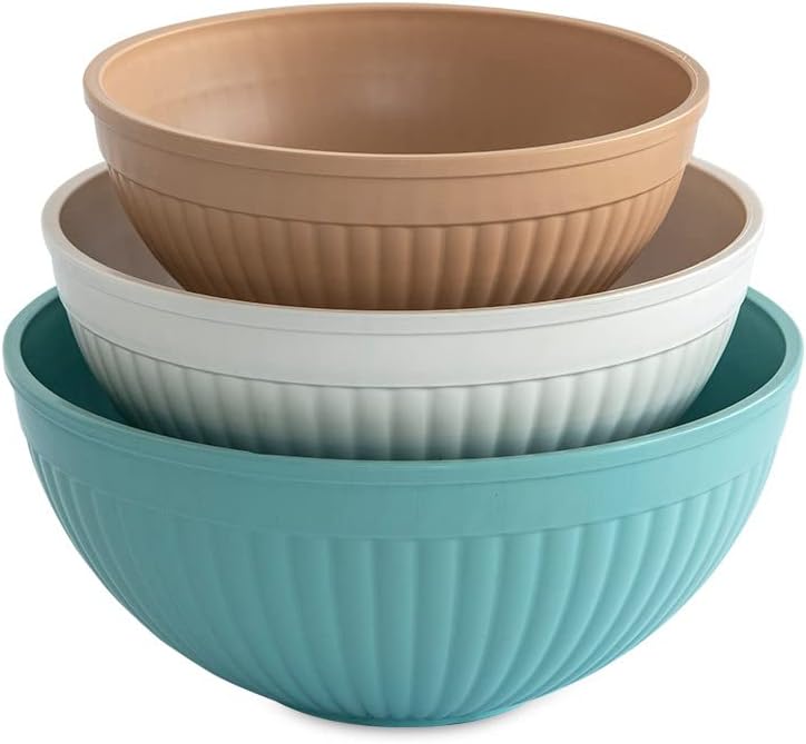 Prep and Serve Mixing Bowls Set, 8-Piece, Earth-Tones