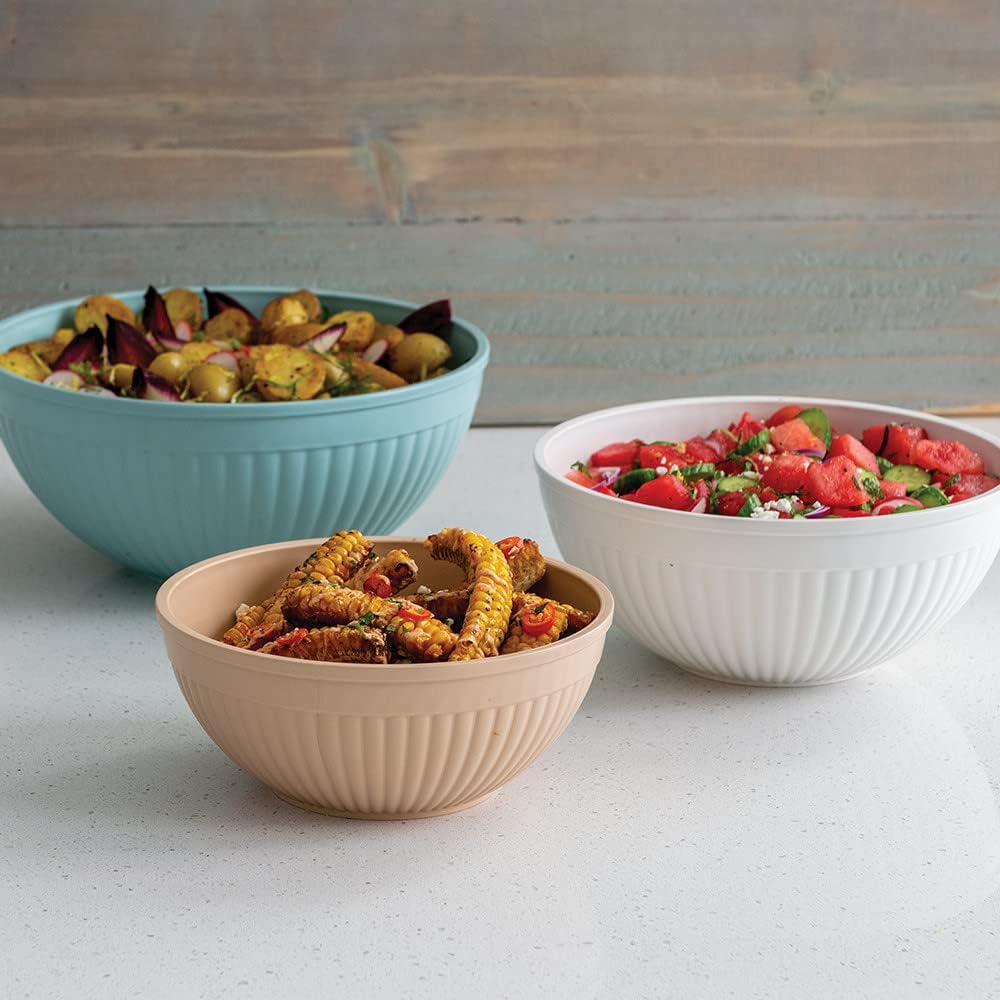 Prep and Serve Mixing Bowls Set, 8-Piece, Earth-Tones