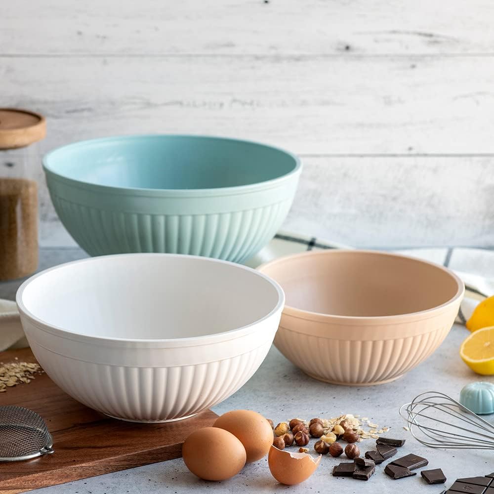 Prep and Serve Mixing Bowls Set, 8-Piece, Earth-Tones