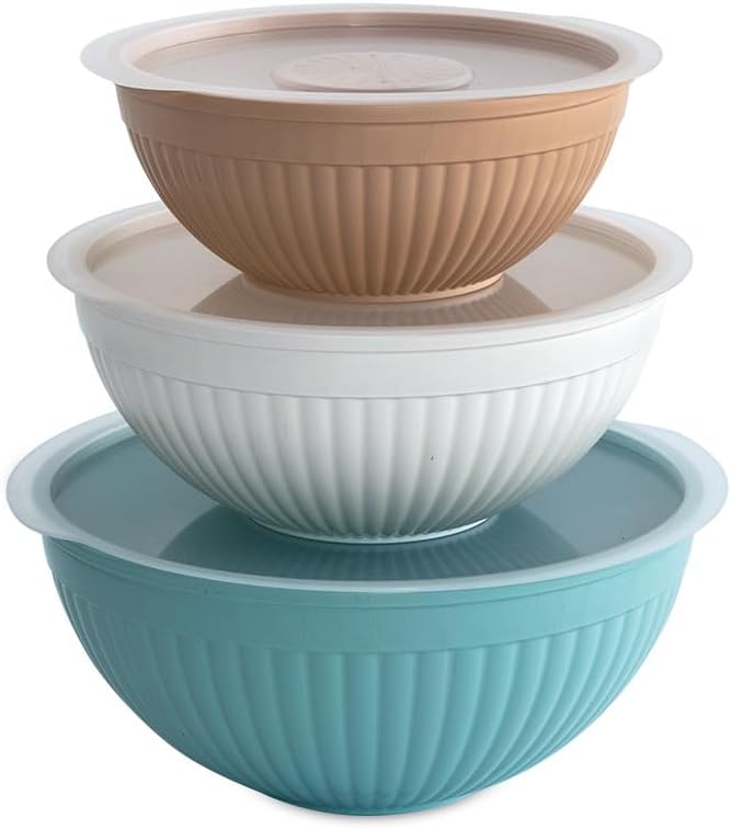 Prep and Serve Mixing Bowls Set, 8-Piece, Earth-Tones