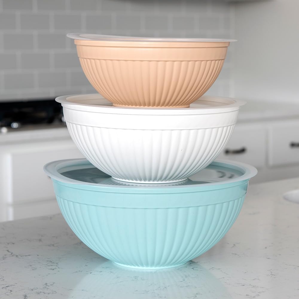Prep and Serve Mixing Bowls Set, 8-Piece, Earth-Tones