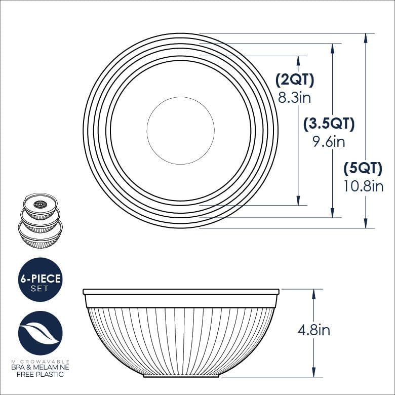 Prep and Serve Mixing Bowls Set, 8-Piece, Earth-Tones