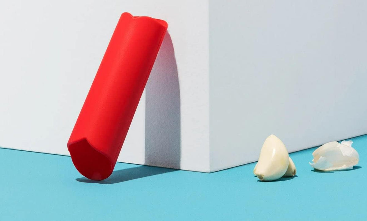 Garlic Peeler - Silicone Garlic Peeler Tube Roller for Easy Garlic Skin Removal - Dishwasher Safe - Perfect for Gift & Essential Kitchen Gadgets - Red