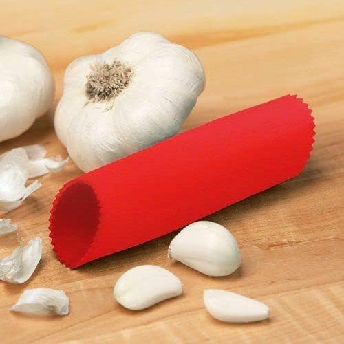 Garlic Peeler - Silicone Garlic Peeler Tube Roller for Easy Garlic Skin Removal - Dishwasher Safe - Perfect for Gift & Essential Kitchen Gadgets - Red