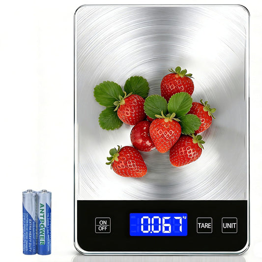Digital Kitchen Scale, 33lb High Capacity Food Scale with Rechargeable Battery, 304 Stainless Steel Platform for Weight, Meal Prep, Baking