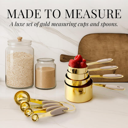 Gold Measuring Cups and Spoons Set, 8-Piece