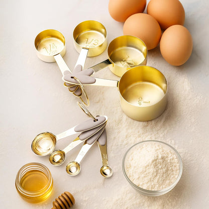 Gold Measuring Cups and Spoons Set, 8-Piece