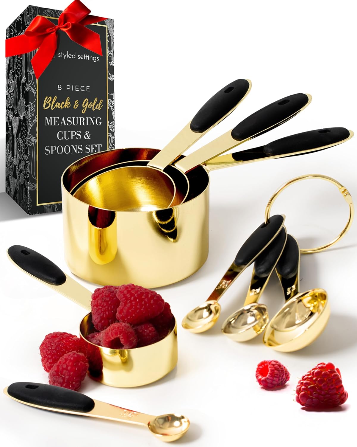 Gold Measuring Cups and Spoons Set, 8-Piece