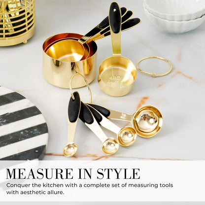 Gold Measuring Cups and Spoons Set, 8-Piece