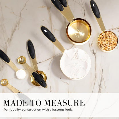 Gold Measuring Cups and Spoons Set, 8-Piece