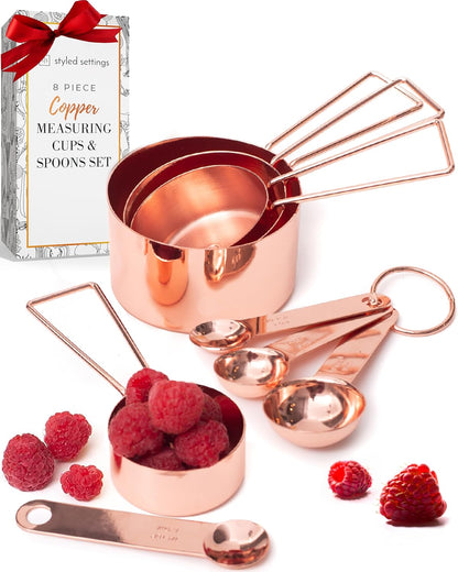Gold Measuring Cups and Spoons Set, 8-Piece