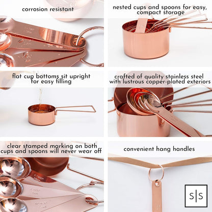 Gold Measuring Cups and Spoons Set, 8-Piece