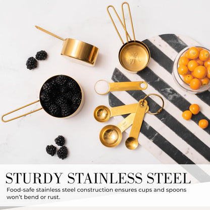 Gold Measuring Cups and Spoons Set, 8-Piece