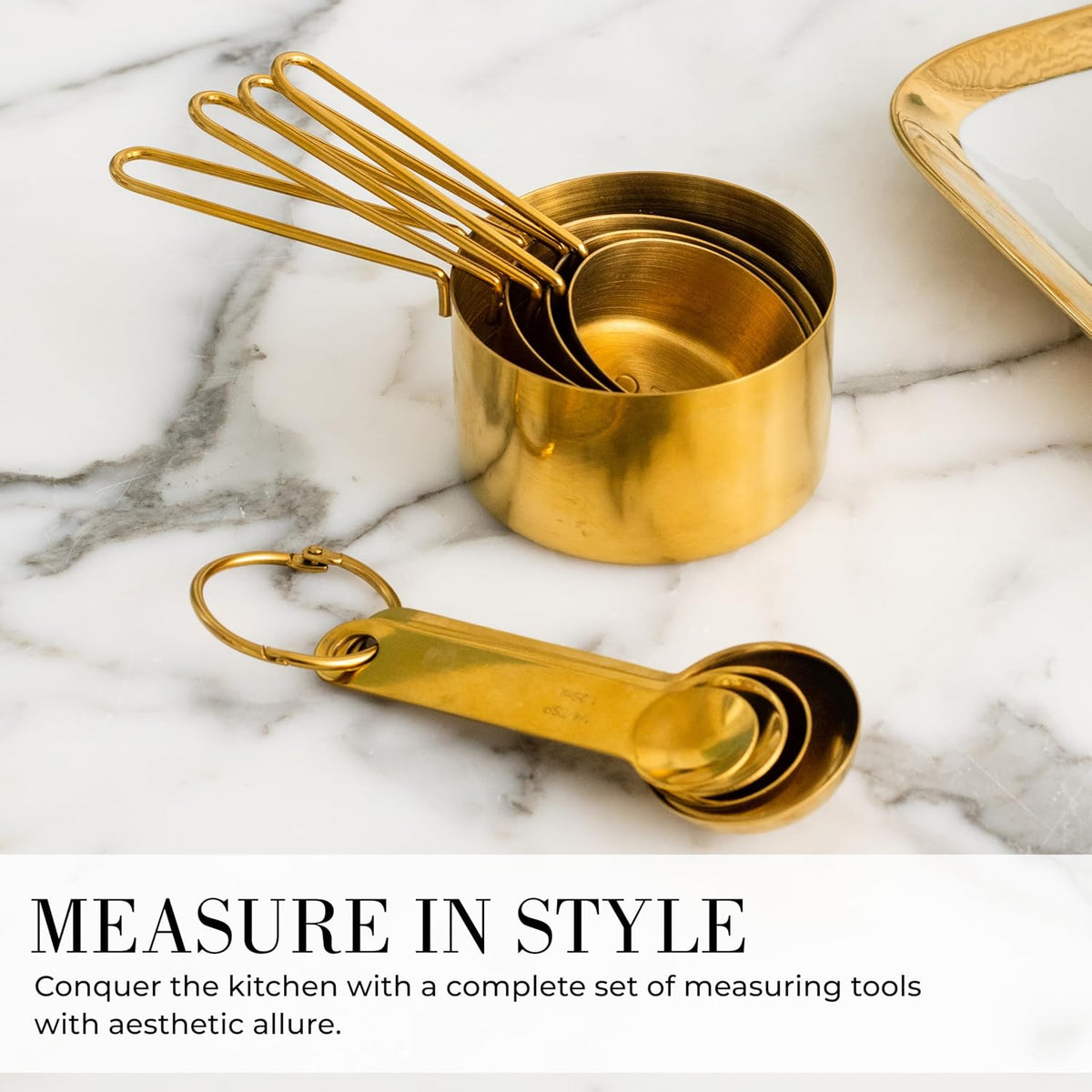 Gold Measuring Cups and Spoons Set, 8-Piece