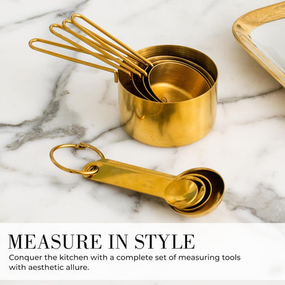 Gold Measuring Cups and Spoons Set, 8-Piece