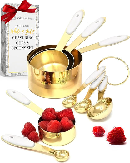 Gold Measuring Cups and Spoons Set, 8-Piece