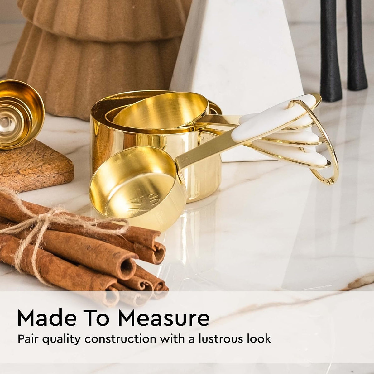 Gold Measuring Cups and Spoons Set, 8-Piece