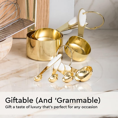 Gold Measuring Cups and Spoons Set, 8-Piece