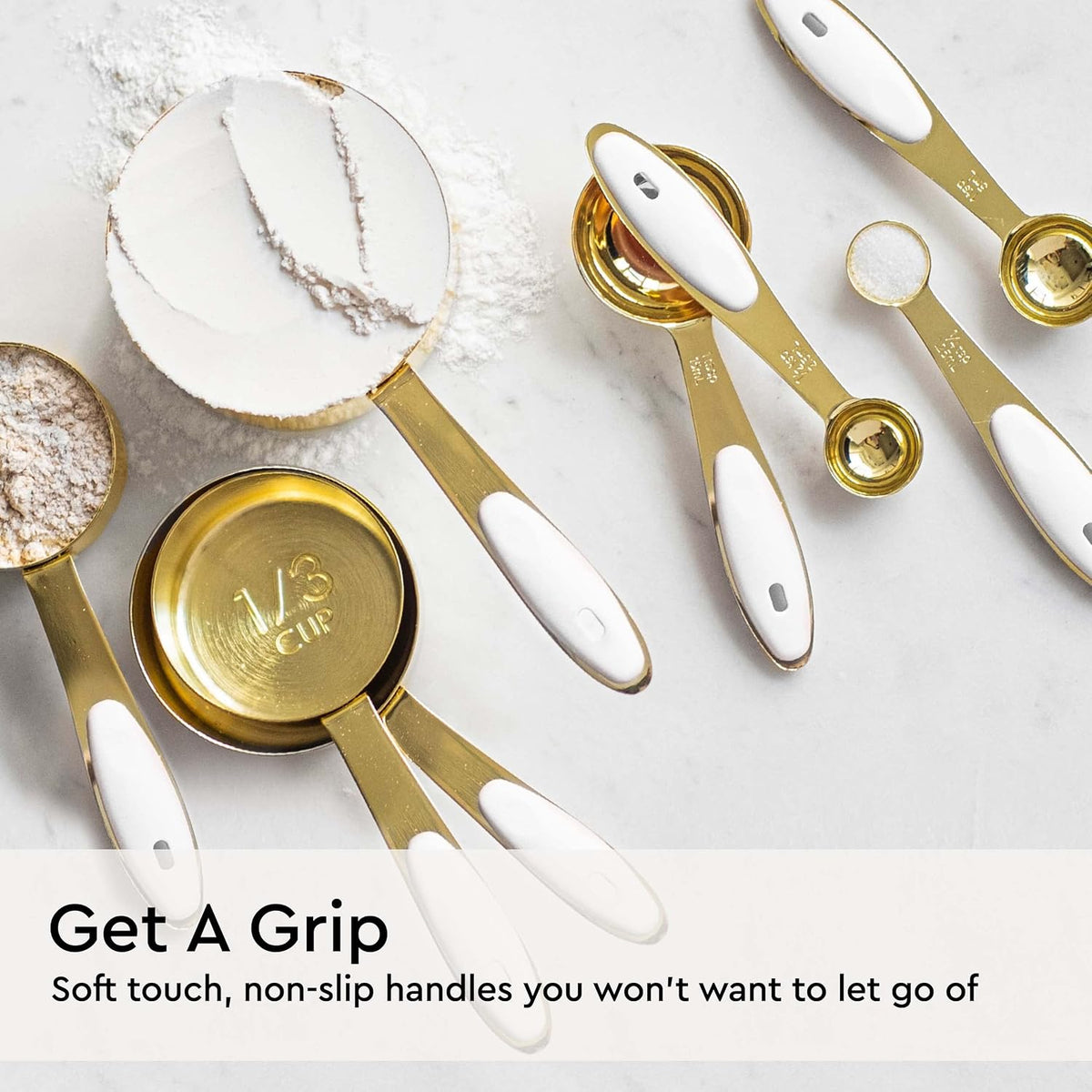Gold Measuring Cups and Spoons Set, 8-Piece