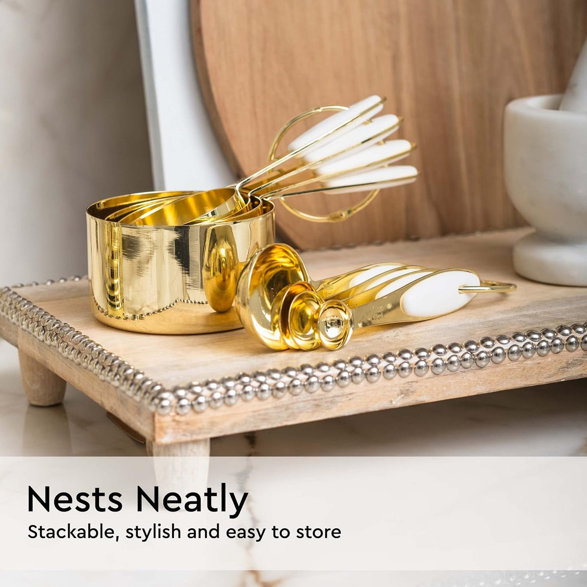 Gold Measuring Cups and Spoons Set, 8-Piece