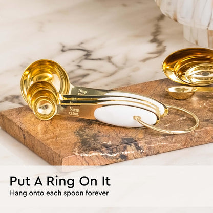 Gold Measuring Cups and Spoons Set, 8-Piece