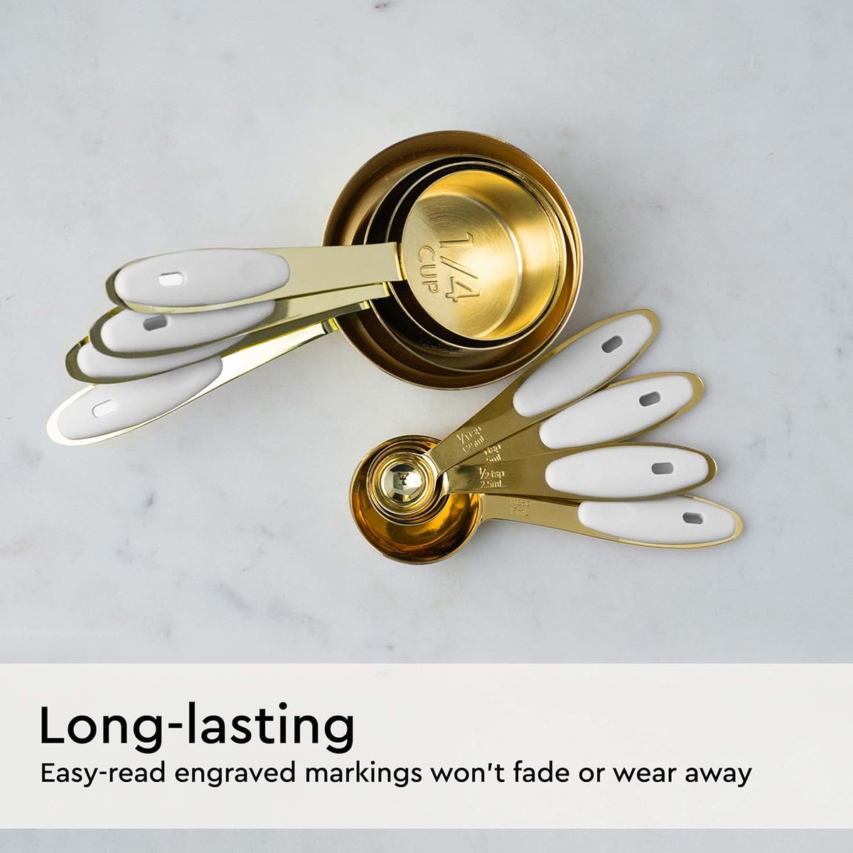 Gold Measuring Cups and Spoons Set, 8-Piece